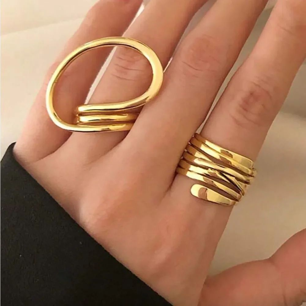 Gold Wrap Band Ring Set M683